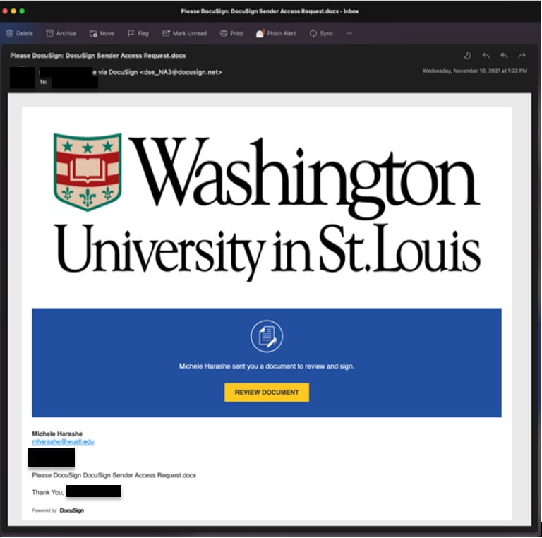 Easy Security with WUSTL ONE and WashU’s DocuSign