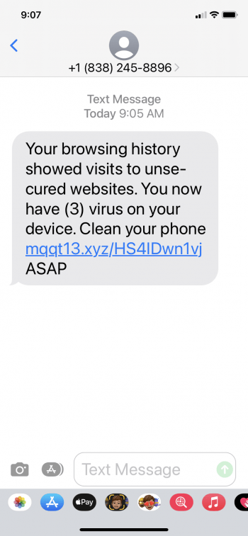 Example SMiSh with 3 Viruses Scam