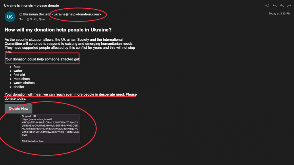 Ukraine Donations Phishing Scam