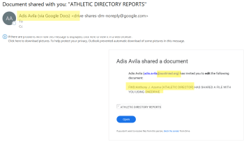 Document shared with you: "ATHLETIC DIRECTORY REPORTS"