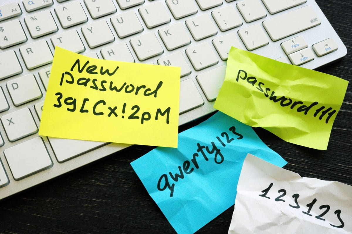 passwords written on sticky notes